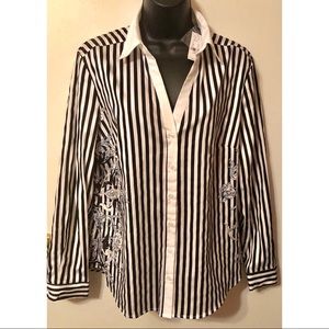 NY&C Pure White/Black Striped with Design